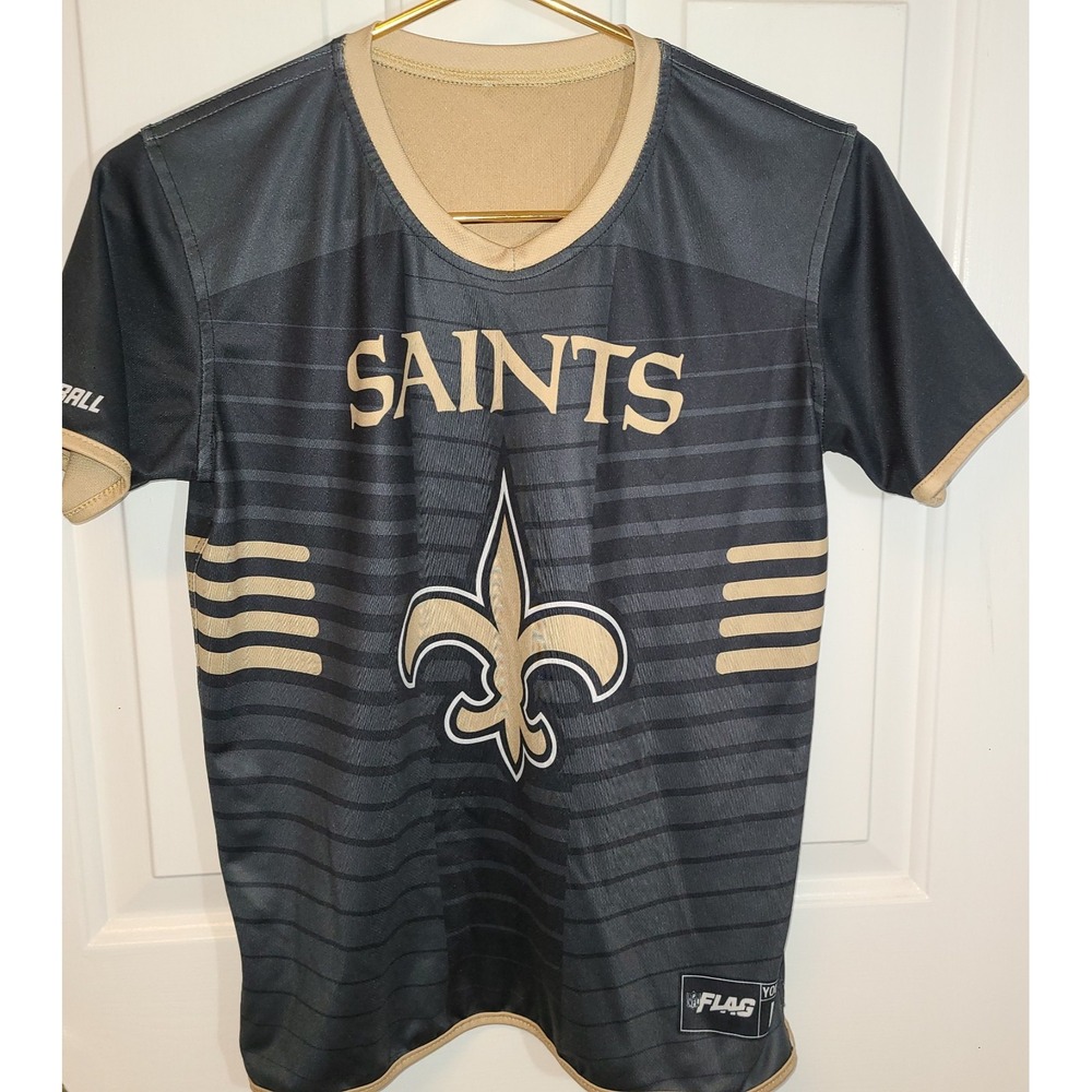 New Orleans Saints Youth Reversible Flag Football Jersey NFL YOUTH Lg Gold Black